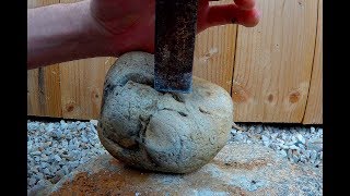 ⛏️ OUVERTURE dune GEODE marine de silex avec un fossile de bivalve [upl. by Anot82]