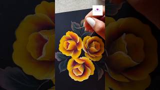 Beautiful Yellow roses in onestroke artvideo artwork viral flowerpainting wocol [upl. by Strain]