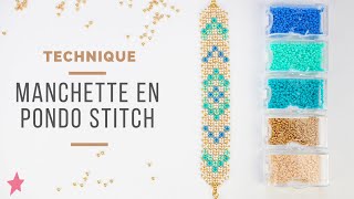 Technique  Bracelet manchette en rocaille Miyuki 110 technique du Pondo Stitch [upl. by Eneles218]