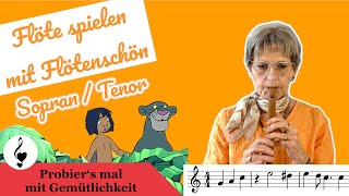 Probiers mal mit Gemütlichkeit  Dschungelbuch  zum Mitspielen  sheetmusic recorder [upl. by Alek770]