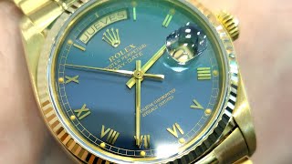 Beautiful Rolex DayDate ref 18038 Blue Dial circa 1980s Wrist Shot [upl. by Pyne462]