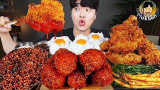 ASMR MUKBANG 직접 만든 양념 치킨먹방 스테이크 짜파게티 레시피 amp 먹방 FRIED CHICKEN AND BLACK BEAN NOODLES EATING SOUND [upl. by Neural]