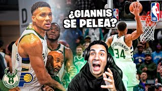 ¡64 PUNTOS DE GIANNIS record y SE LÍA PELEA POR EL BALÓN DEL PARTIDO  BUCKS vs PACERS 1512 [upl. by Sakiv]