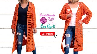 Abrigo tejido a crochet 💕 Modelo “Romaquot 🌺 TUTORIAL PASO A PASO [upl. by Cammie]