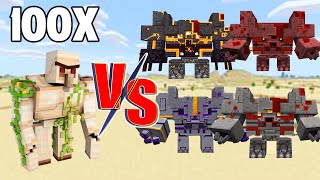 All Monstrosities VS 100 Golem  Minecraft [upl. by Tamar144]