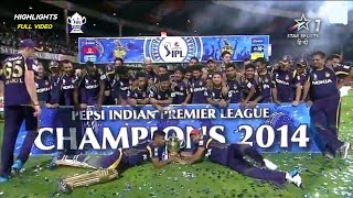 IPL 2014 Final Match Highlights KKR vs KXIP Full Match  IPL 2014 Final Kolkata v Punjab Highlights [upl. by Alil]