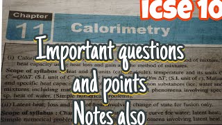 Calorimetry physics important points and questions also notes  ICSE 10 [upl. by Einaled147]