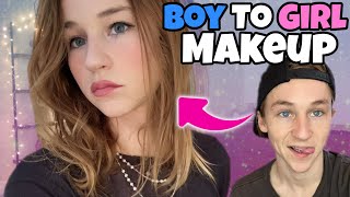 Boy to Girl Makeup Tutorial Beginner  BECOME A GIRL [upl. by Nohsed]