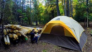 Making Camp at Build Site  Ep5 Outsider Log Cabin [upl. by Satsoc]