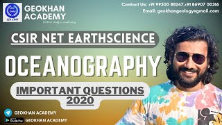 CSIR NET EARTHSCIENCE I Oceanography Important Questions I 2020 I Geology Lectures I Geokhan Academy [upl. by Ijan669]