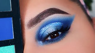 Maquillaje color azul  explicado paso a paso  con glitter [upl. by Galatea]