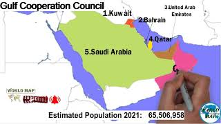 Gulf Cooperation Council GCC  Member Countries of GCC  Gulf Countries A Series of World Map [upl. by Matlick236]