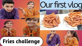 Our First Vlog  Fries Challenge  First vlog  Fries Challenge Bro vs Sis [upl. by Ahsien599]