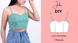 DIY Julia crop top  bustier pattern  Crop Top with sweetheart neckline [upl. by Turpin]