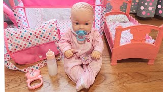 Baby Doll amp Kids Play Baby Dolls Morning Routine amp Stroller Walk [upl. by Fredella]