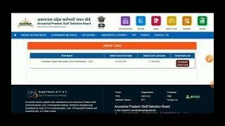 3 Simple Steps to Download APSSB Admit Card of any Exams  Arunachal Pradesh Staff Selection Board [upl. by Sugden328]