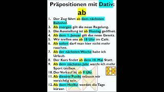 Präpositionen mit Dativ ab b1 dtz dtb b2 b1 dativ a2 a1 ab [upl. by Ettezzil]