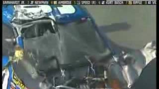 Craziest NASCAR Finish EVER AMAZING CRASH INTO CROWD FENCE Karl edwards runs accross finish line [upl. by Enomal]