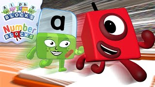 ​ Numberblocks amp officialalphablocks  Alphablocks and Numberblocks Meet  Blocks v Blocks Games [upl. by Jonie]