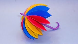 How To Make Beautiful Umbrella With Color Paper  DIY Paper Decor For Craft Lovers [upl. by Aisena]