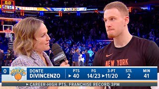 Donte DiVincenzo talks breaking Knicks Record Postgame Interview [upl. by Macegan153]