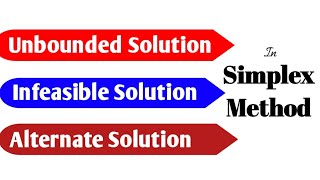 Unbounded Infeasible amp Alternate Solution in the Simplex Method How to identify type of solution [upl. by Kwapong]