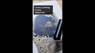 Linocut Printing quotMarket dayquot [upl. by Cyndia]