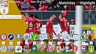 Highlights Summary Matchday39  EFL Championship 2324 29 March 2024 [upl. by Niawat]