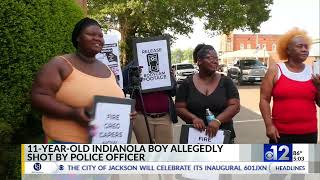 Protesters rally in Indianola after 11yearold shot in chest by officer [upl. by Ynneg]