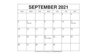 Printable September 2021 Calendar Templates with Holidays  Wiki Calendar [upl. by Pandolfi180]