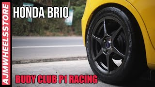 MODIFIKASI HONDA BRIO VELG BUDY CLUB P1 RACING  AJMHEELSSTORE [upl. by Conners]