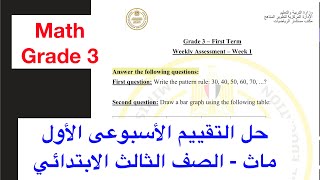 حل التقييم الأسبوعى الأول ماث الصف الثالث الابتدائي  Math Grade 3 [upl. by Elita2]