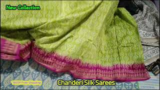 Chanderi Silk Sarees New collection।।Free Shipping।। Todays collection।। Prashant Sarees ।। new [upl. by Adallard]