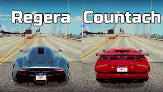 NFS Heat Koenigsegg Regera vs Lamborghini Countach  Drag Race [upl. by Nannaihr422]