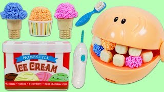 Feeding Mr Play Doh Head Play Foam Ice Cream [upl. by Simetra]