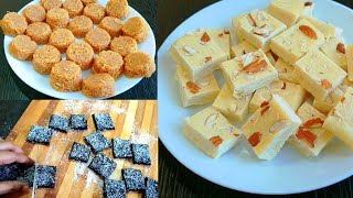 3 ചേരുവ കൊണ്ടുള്ള 3 Sweets PreparationParty Sweets VlogEasy Sweets RecipesMilk BurfiSemiya sweet [upl. by Carlee568]