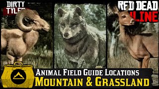 Red Dead OnlineAll Mountain amp Grassland Habitat Animal Locations Animal Field Guide [upl. by Filiano]