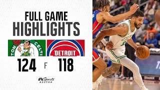 FULL GAME HIGHLIGHTS Celtics show grit in win over Pistons improve to 30 [upl. by Peppi]