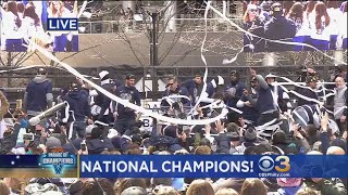 Villanova Championship Parade Team And Nova Nation Toss Streamers Into Sky [upl. by Aigil776]