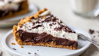 CHOCOLATE CREAM PIE  healthy nobake recipe [upl. by Sabra311]