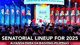 ALYANSA PARA SA BAGONG PILIPINAS CONVENTION 2024 SENATORIAL LINEUP FOR 2025 [upl. by Attela127]