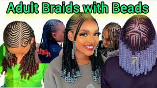 💯🔥LATEST BRAIDS HAIRSTYLES IDEAS  CUTE CORNROWS BRAIDS WITH BEADS FOR ADULTS 😱 💕 [upl. by Anilatac]