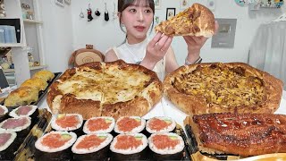 【大食い】激安スーパーロピアで大容量のピザやお寿司を買ってきたので1人お惣菜パーティーする😚💖【ロピア】 [upl. by Carola]