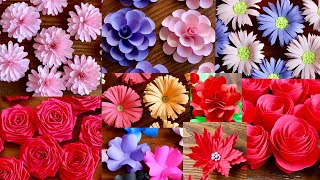 10 Simple and Beautiful Paper Flowers  Paper Craft  DIY Flowers  Home Decor [upl. by Pilihp481]