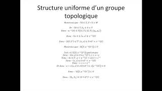 Groupe topologique partie 7  Structure uniforme dun groupe topologique [upl. by Jayson]