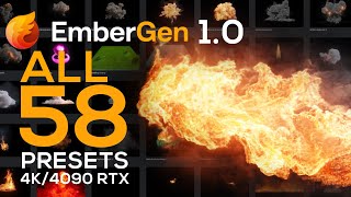 EmberGen 10 ALL 58 Presets Showcase in 4K on 4090 RTX RealTime FX Simulations [upl. by Iohk]