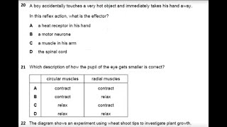 IGCSE BIOLOGY 0610 DISCUSSION CHAPTER 14 COORDINATION RESPONSE MULTIPLE CHOICE [upl. by Amiarom259]