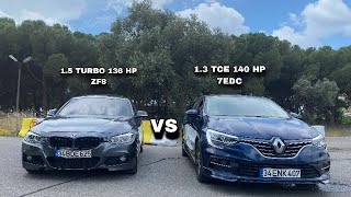 Bmw F30 LCI 318i VS Renault Megane 13 TCE 140 HP 7EDC Rolling Ve Hızlanma Testi  Kıyasıya Mücadele [upl. by Airbmat]