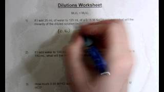 Dilutions Worksheet [upl. by Yelak]