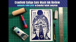 Cranfield caligo safe wash relief printmaking ink review  printing of Namaste Print [upl. by Geraud295]